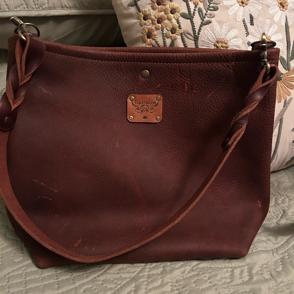 New RacknWood Brown Leather Women's Bag